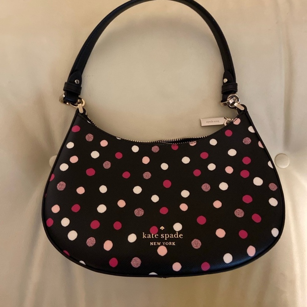 Kate Spade Black and Pink Polka Dot Shoulder Bag
